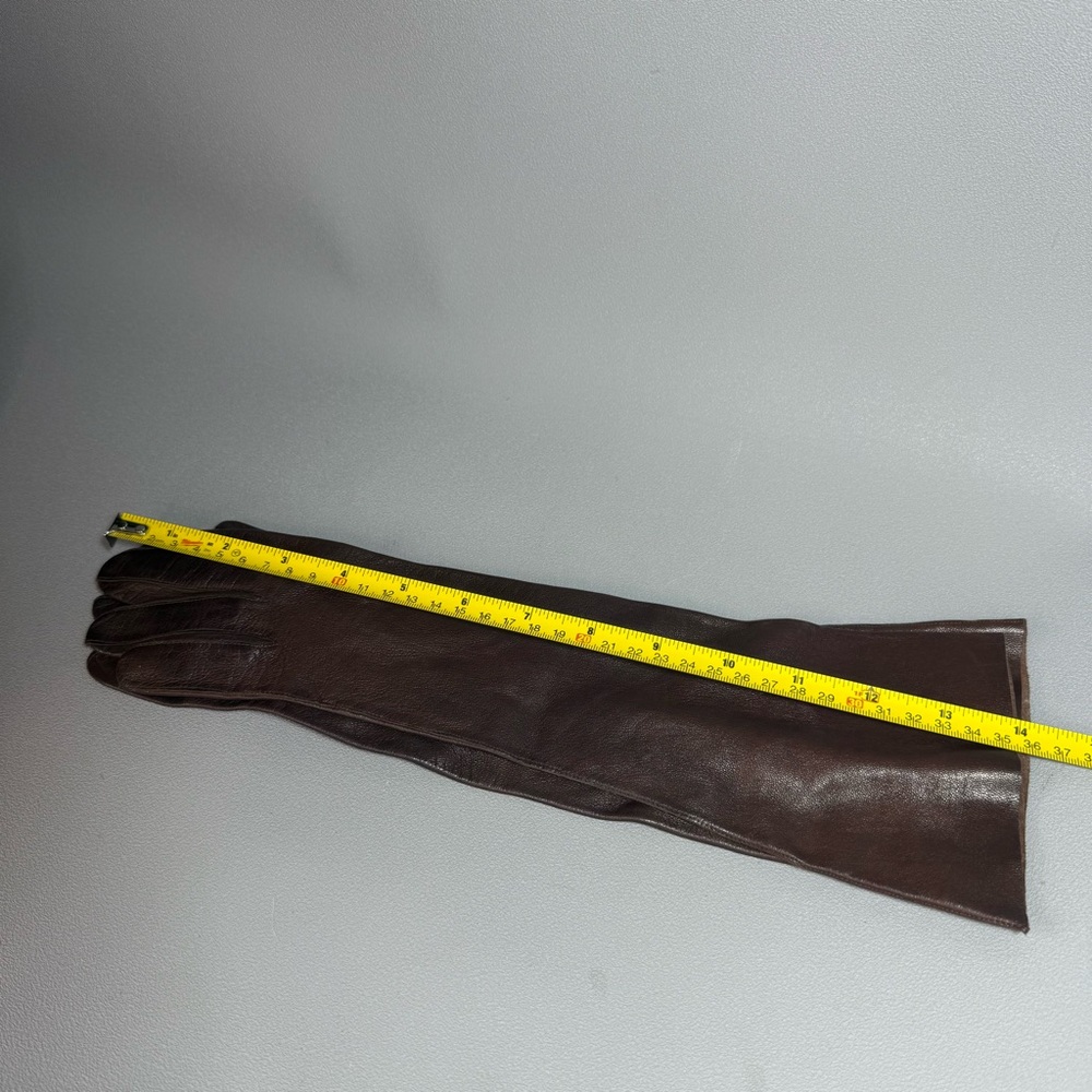Vintage Brown Leather Long Gloves NWOT - Picture 8 of 8